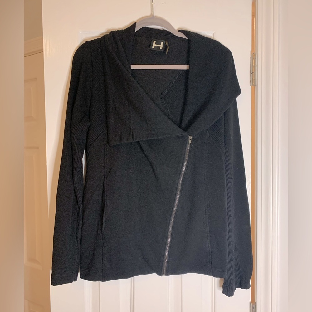 H BY BORDEAUX Assymetrical Knit Jacket Black - Size L